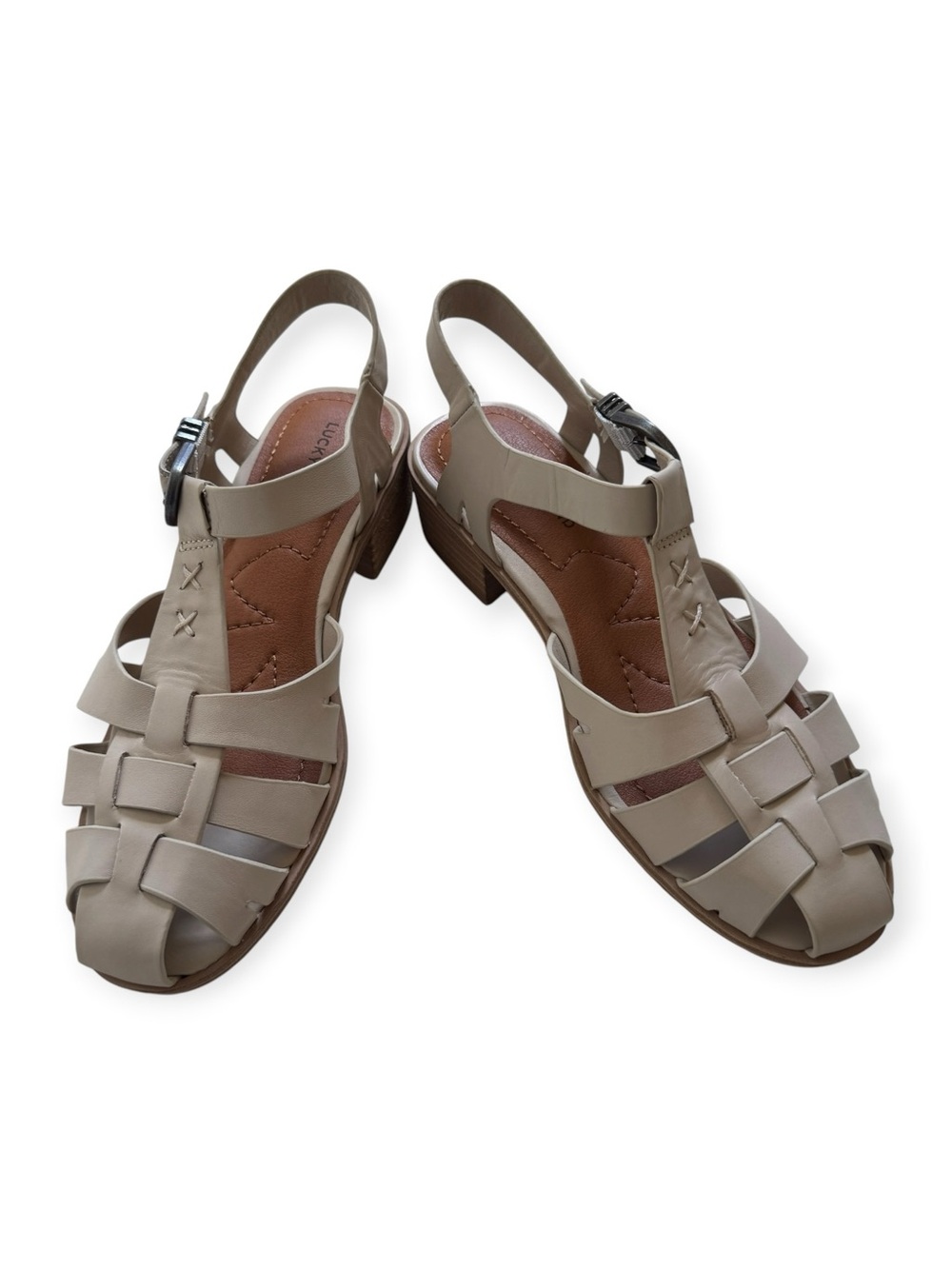 Women's Taupe Leather Slingback Fisherman Sandals Sz 7.5